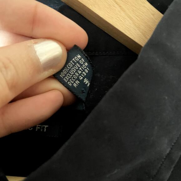 Ralph Lauren blue label classic fit black long sleeved shirt pony men's L cotton - Picture 4 of 6